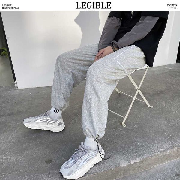 

legible solid harem pants men hip hop elastic waits joggers pant male trousers streetwear loose pants for men spring autumn, Black