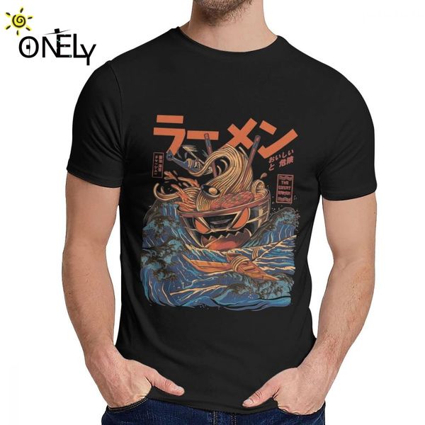 

round collar the great ramen off kanagawa short sleeve hip hop men slim t shirt us size s-6xl