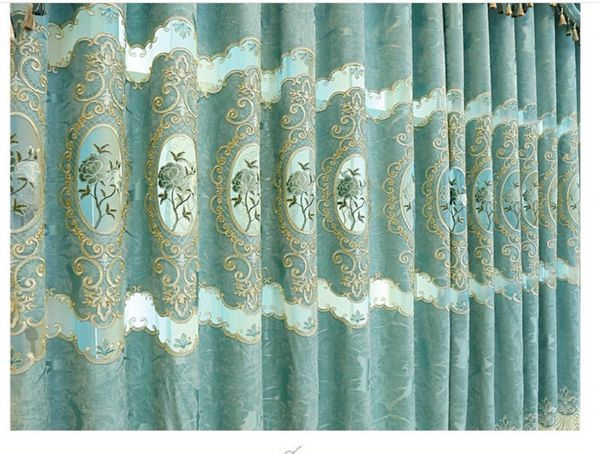 

2020 curtain cloth direct sales curtain cloth wholesale chenille european style embroidery living room curtain finished window screen