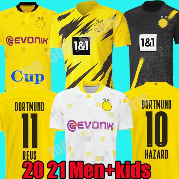 

20 21 borussiadortmund футбол джерси хааланд reus 2020 футбольная футболка 110th sancho reus hummels brandt men kits kit maillot de foot, Black;yellow