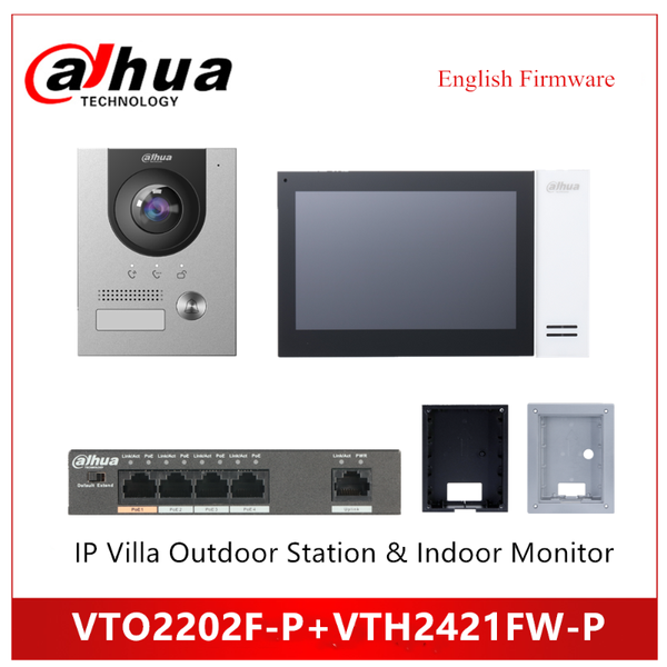 

dahua vto2202f-p vth2421fw-p ip villa outdoor station indoor monitor ip kit doorbell support poe video doorbell accessory