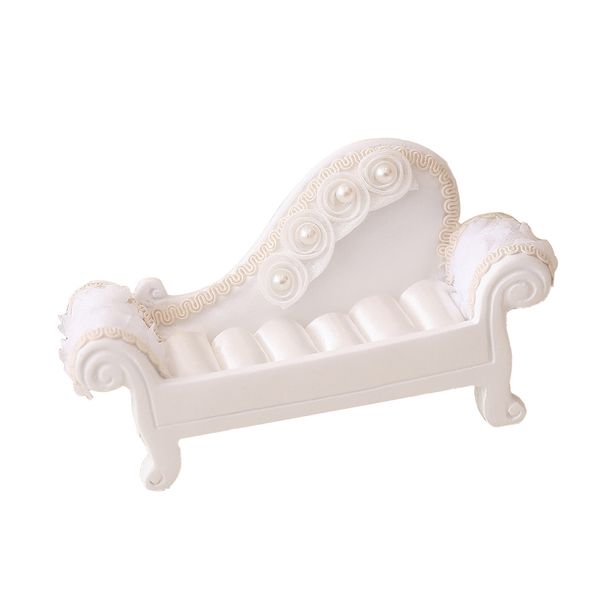 

white sofa couch chair jewelry case ring box dollhouse miniature furniture, Black;white