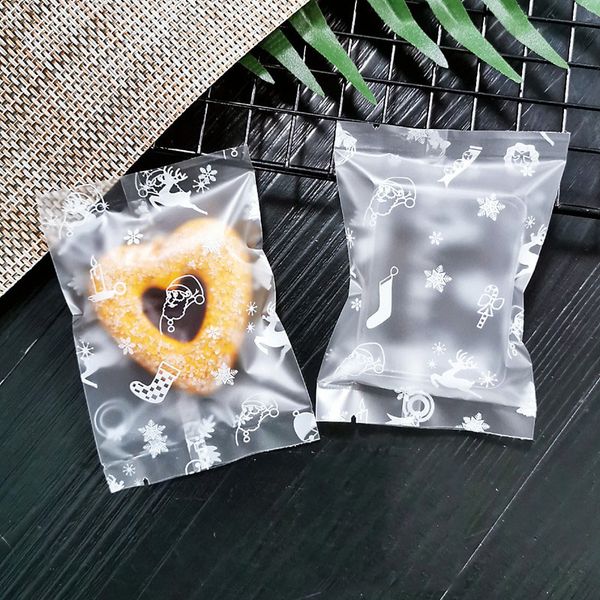 

gift wrap 100pcs/lot transparent frosted christmas party snowflake crispy snack packaging white xmas decor goodie bags