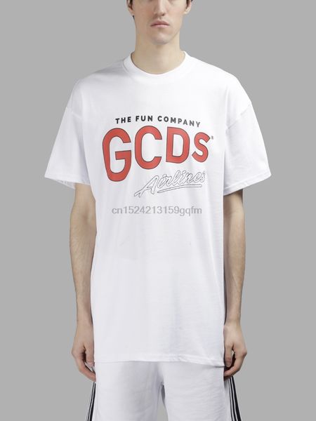 

gcds men's white airlines tee shirt short sleeve cotton