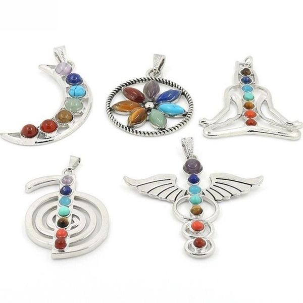 

new natural stone pendant round angel health amulet fashion reiki energy yoga pendants for necklace jewelry, Silver