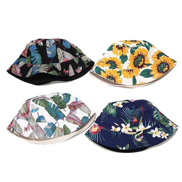 

new summer bucket hat women outdoor sunscreen fisherman hats cotton graffiti art double sided can be worn