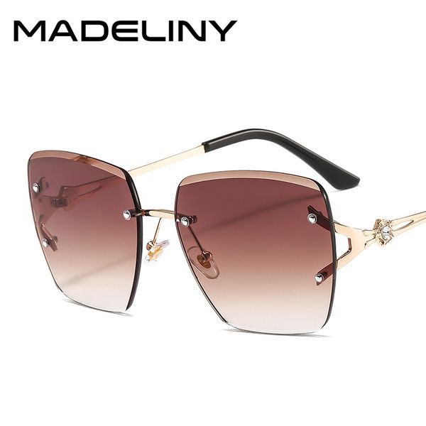 

sunglasses madeliny square rimless women 2021 fashion ocean lenses sun glasses female vintage gradient eyewear uv400 ma373, White;black