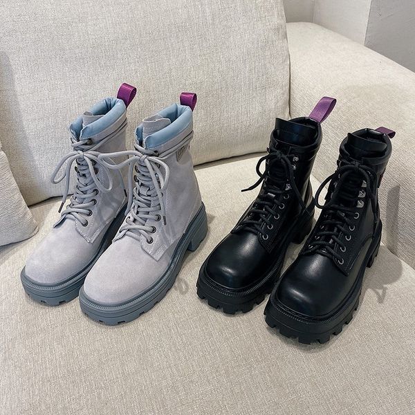 

lace up round toe lolita boots booties ladies summer women's shoes boots-women crossdresser med rubber rock 2020 ankle punk, Black