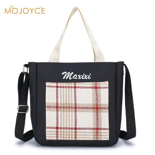 

korean style canvas shoulder bags women irregular sross body handbags grids large capacity shopping handbag dropshipping