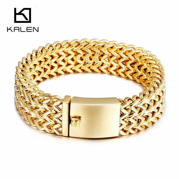 

dubai men bracelets link polished for high accessories chain gifts gold new jewelry stainless cool kalen mesh y200107 bracelets steel bbyyz, Golden;silver