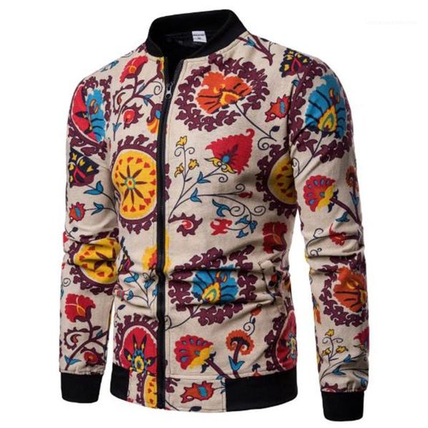 

mens winter autumn outerwear fashion mens designer jacket luxury ethnic style floral long sleeve baseball coats new, Black;brown