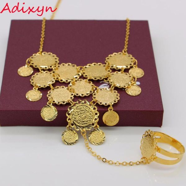 

adixyn coins bracelet for women sign coin money gold color islam muslim arab middle eastern jewelry, Black
