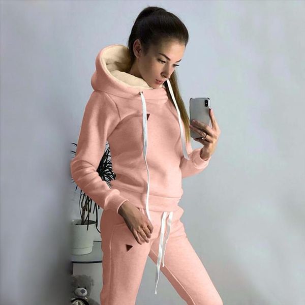 

2019 new autumn winter women tracksuit female two piece sets long sleeve pullover jackets and pants warm outfits suit 1120, Gray