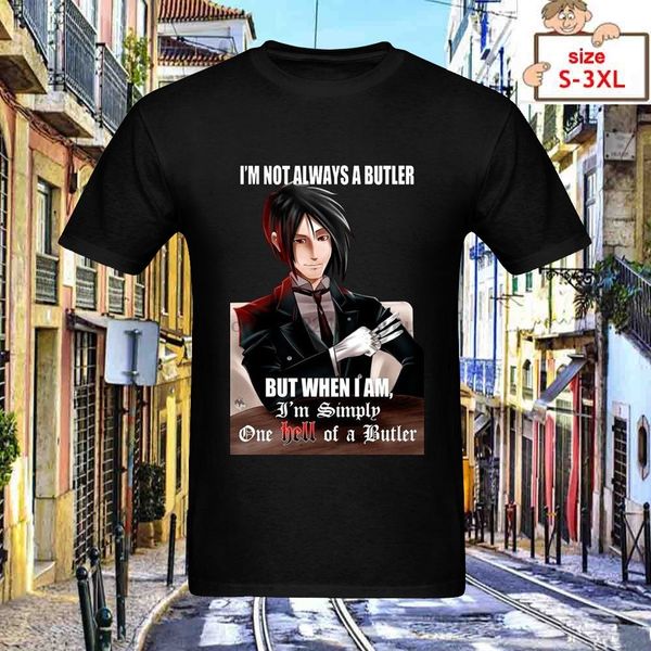 

человек хлопок черный батлер себастьян михаэлис tshirts женщины тенниска