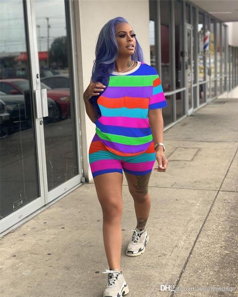 

suits sports casual rainbow strip two piece set women tracksuits designer clothing sets summer fashion 2pcs, Gray