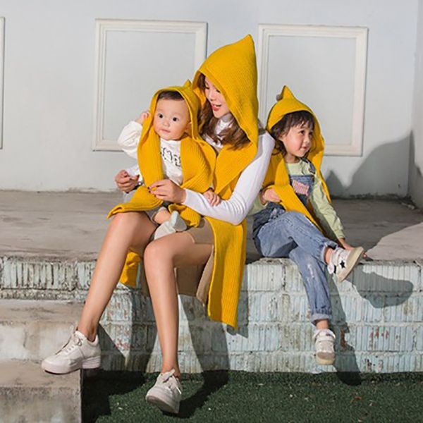 

new women wool hooded poncho with hat winter warm scarves lady wraps knitted hood scarf solid print adult, Blue;gray