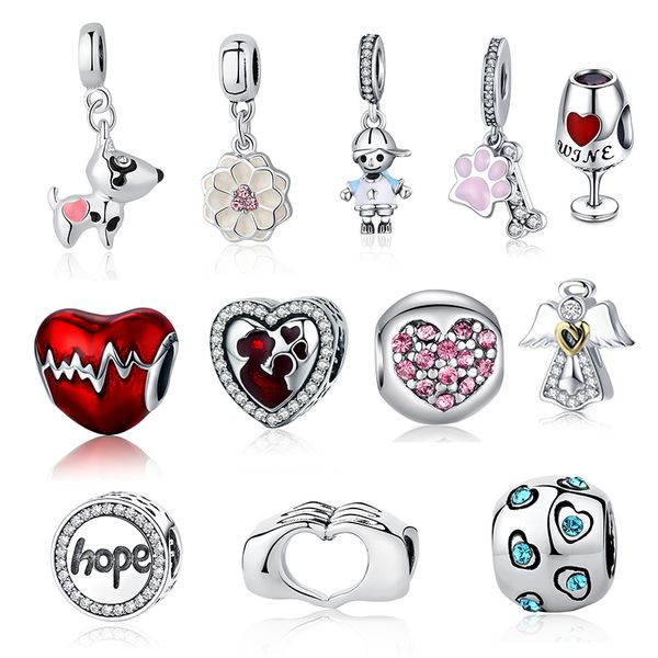 

other dog heart charm beads pendant fit original bracelet bangle diy necklace for women girls wedding party jewelry gifts