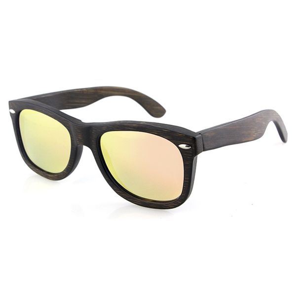 

dropshipping fashion custom squre rose gold lens brown bamboo sunglasses sun glasses for women, White;black
