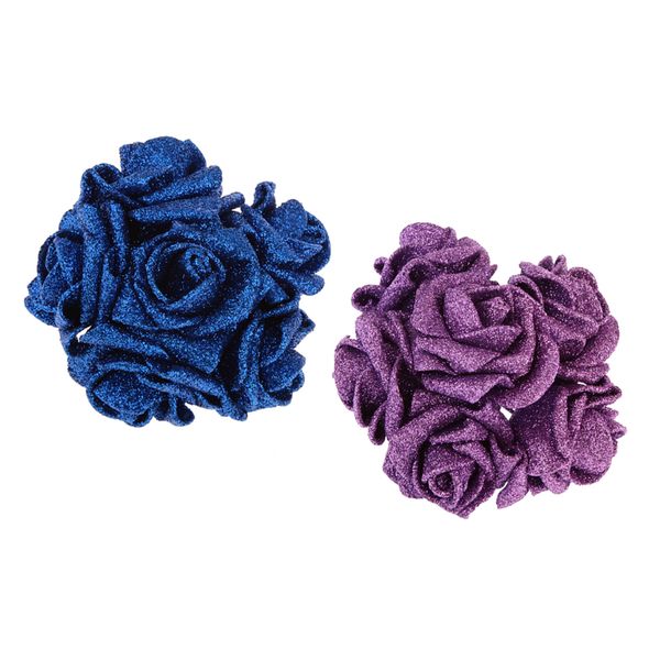 

24pcs foam розы блеск порошок цветочный букет свадебные украшения партии