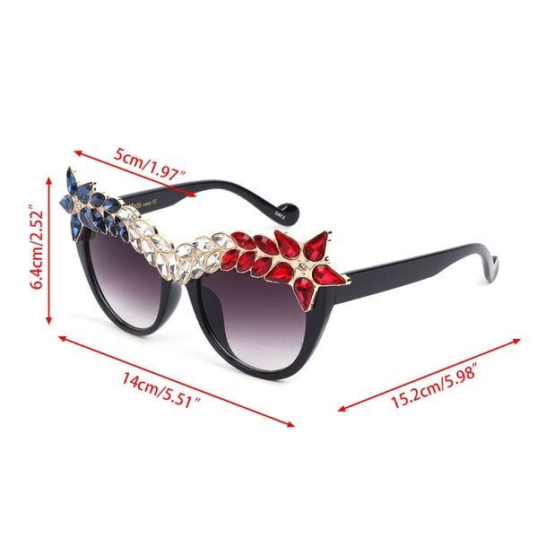 

sunglasses rhinestone decoration luxury women cat eye shiny brand designer party 85wb, White;black