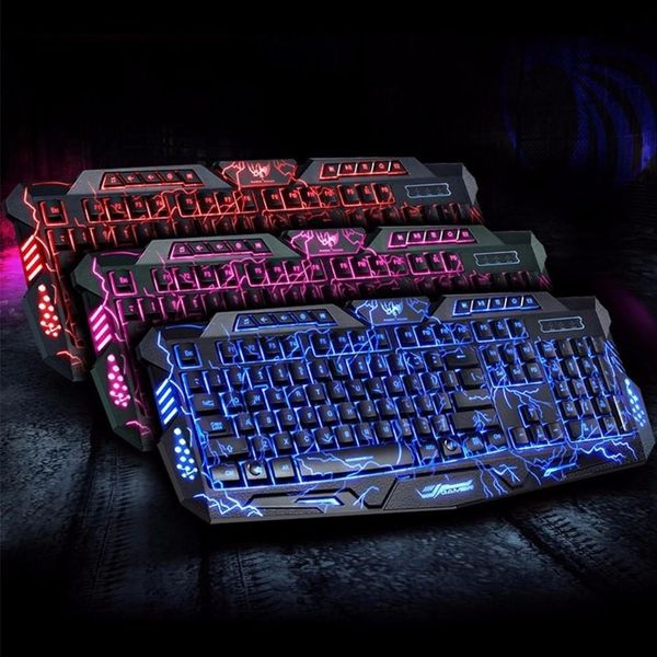 

m200 purple/blue/red led breathing backlight pro gaming keyboard mouse combos usb wired full key professional mouse keyboard