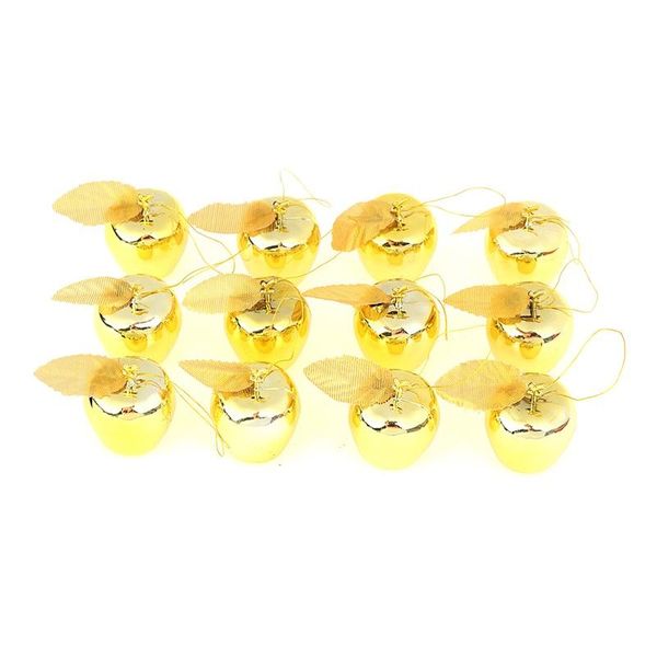 

12pcs apples christmas tree hanging ornament home new year party events fruit pendant red golden christmas decoration for home
