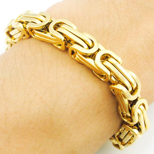 

atgo promotion men's bracelets chain link bracelet stainless steel 8mm width byzantine wholesale bb247, Black