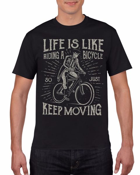 

2020 new t-shirts men 3d funny casual tshirts life is like riding a bicycle shirt mens black tee shirt