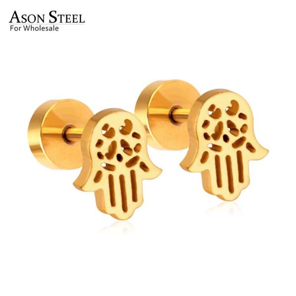 

stud asonsteel hand shape gold/silver color stainless steel jewelry earrings 316l accessories wholesale, Golden;silver