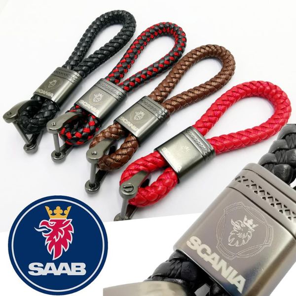 

for car saab keychain sonesaab 9000 900 9-7 9-3 9-5 leather car key ring accessories, Silver