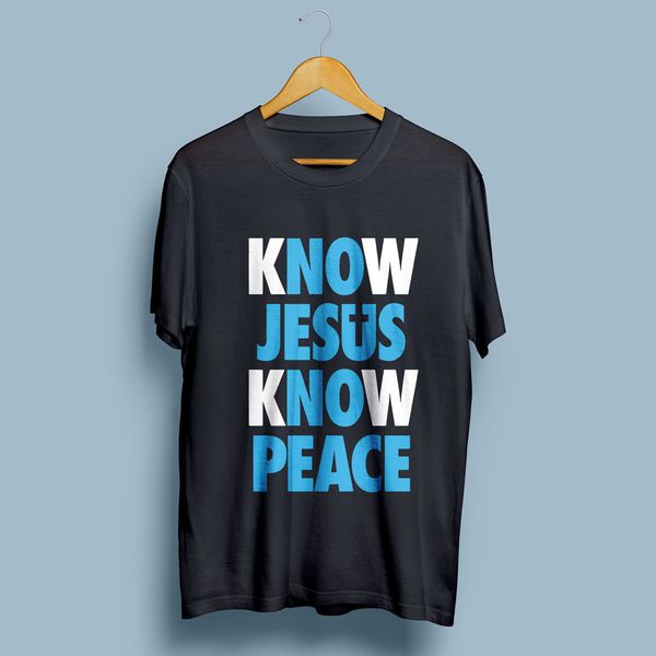 

men 2019 summer style 100% cotton short sleeves t shirt know jesus know peace my tee shirt