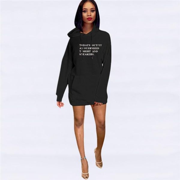 

pocket womens hooded dresses designer womens clothing letter print womens casual hooded dresses fashion panelled big, Black;gray