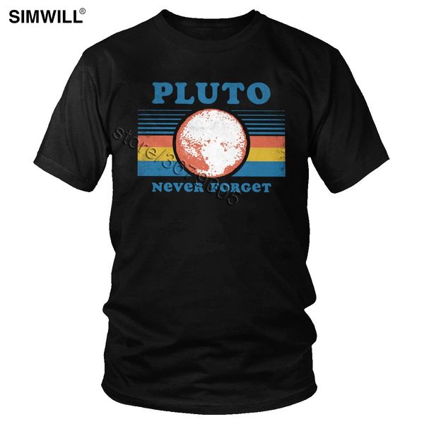 

male pluto never forget t shirt personality solar system science planet t-shirt short sleeves cotton tees slim fit fans apparel