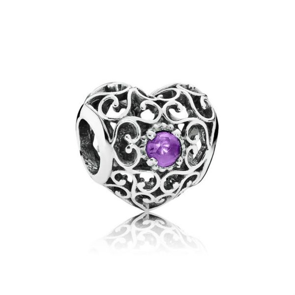 NOVO 100% 925 Sterling Silver 1: 1 791784SAM fevereiro ASSINATURA DO CORAÇÃO BIRTHSTONE Charm Boutique Vintage Jóias Presente do aniversário