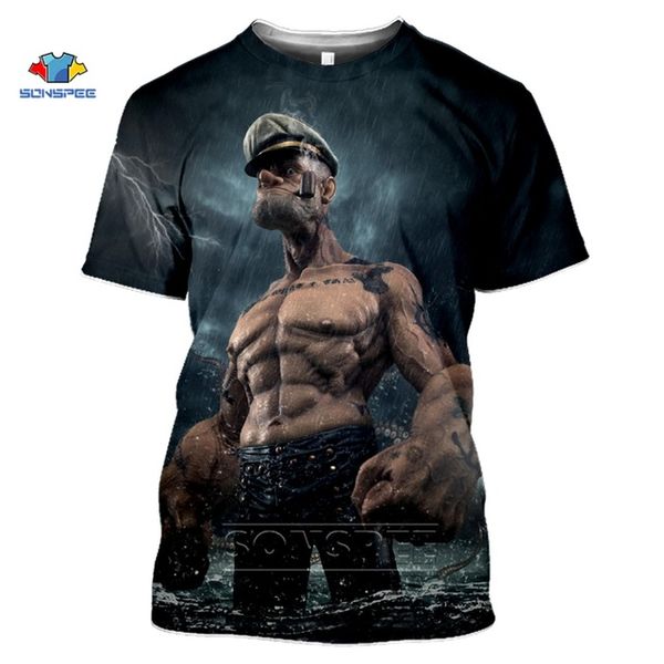 

summer design cartoon anime popeye 3d print shirts plus size comics hippie men clothing