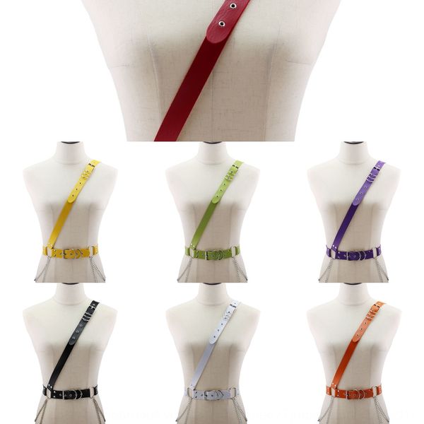 

new design punk hip hop fashion women's chain trendy leather pin pin chain belt belt strap olfom, Black;brown