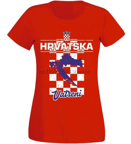 

kroatien damen t-shirt nc09 - hrvatska croatia - rot