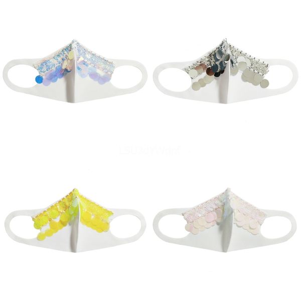 

summer bling fashion party sequins face mask women washabledust windproof protect cotton masks#465, Black