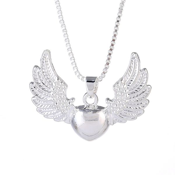 

pendant necklaces silver color girl fashion jewelry gift angel love necklace women banquet