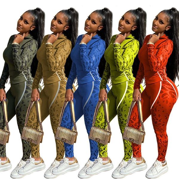 

designer womens tracksuit two piece set leopard print pants outfits long sleeve sportswear shirt trousers sweatsuit pullover bodycom 976, White