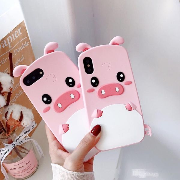 

cute 3d cartoon pink pig soft silicone rubber case for iphone x 8 7 6 6s 5 5s se plus samsung j5 2016 j7 pro 2017 grand prime g530