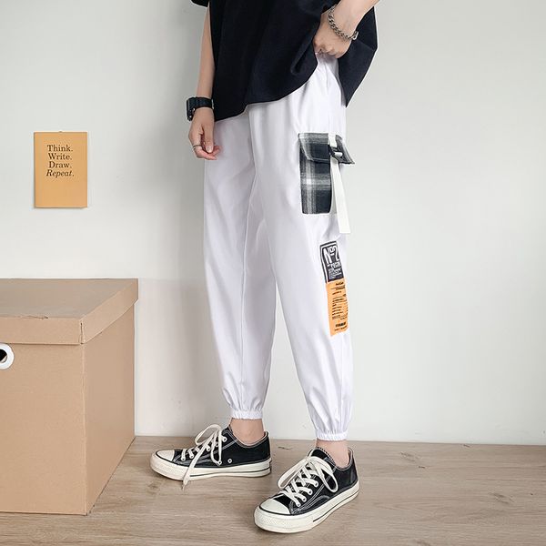 

men's pants 2021 multi pockets cargo harem jogger men hip hop fashion casual track trousers streetwear harajuku sweatpants, Black
