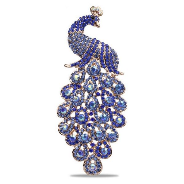 

pins, brooches large size shining colored crystal rhinestones peacock in 6 assorted factory direct sale, Gray