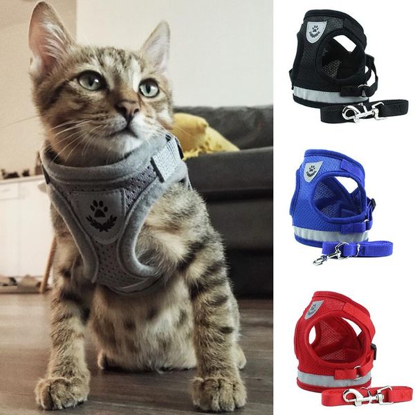 

дышащие собаки кошки воротник pet set домашние животные cat для vest поводок harness светоотражающие нейлон принадлежности сетки страховочны
