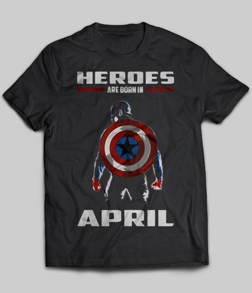 

brand heroes are born in april (captain america) t-shirt men's short sleeve t shirt o neck short sleeves boy cotton men