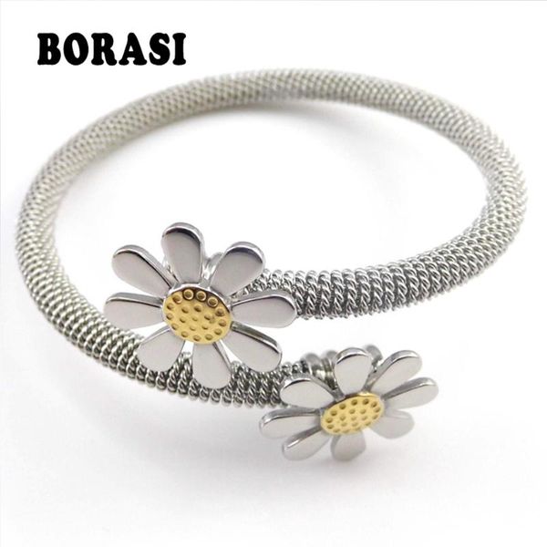 

2020 new fashion jewelry bracelets for women stainless steel elastic flower bracelets & bangles, Black