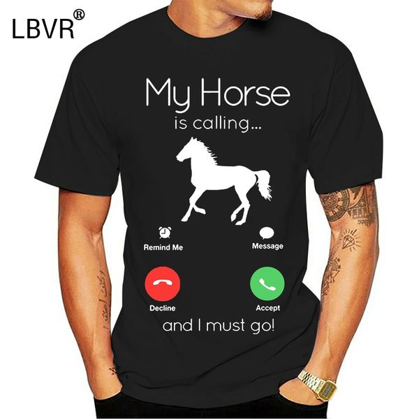 

fashion t shirt 100% cotton my horse is calling and i must go funny horse lover te cotton t shirt