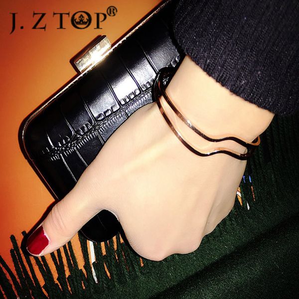 

jznew wave shape opening adjustable bangles simple stylish design geometric fine copper bracelet dress party pulseira, Black