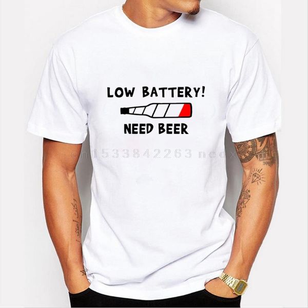 

50445# low battery need beer t shirt men's tshirt tee summer tshirt fashion cool o neck short sleeve shirt