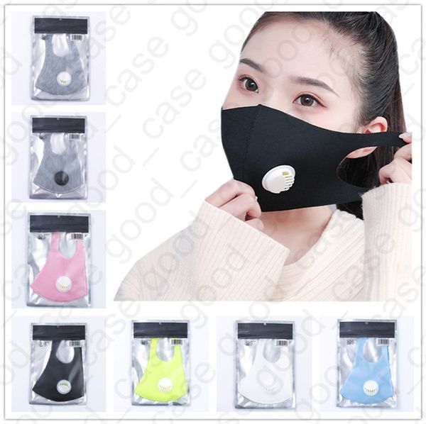 

adults 3 layers face mask protective masks pm2.5 dustproof anti-dust mask with breathing valve fog prevention haze saliva mouth-muffle e4903, Blue